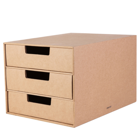 得力8830牛皮纸桌面文件柜收纳盒DIY折叠方便运输存储