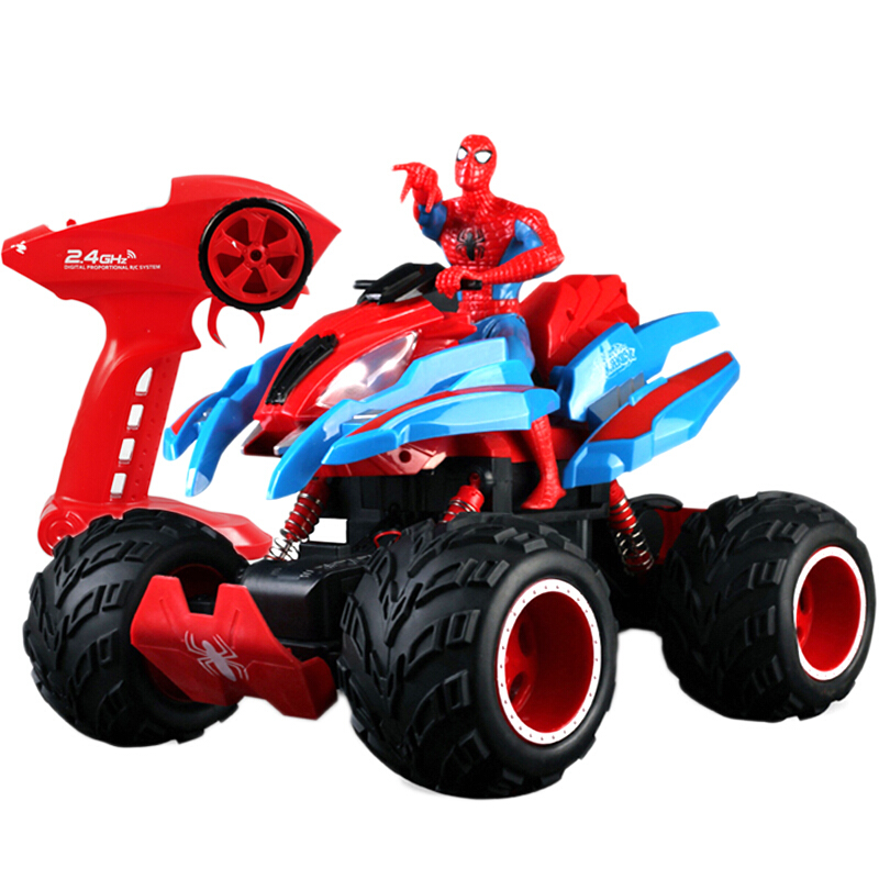 漫威蜘蛛侠儿童遥控越野遥控汽车充电特技车耐摔儿童玩具车
