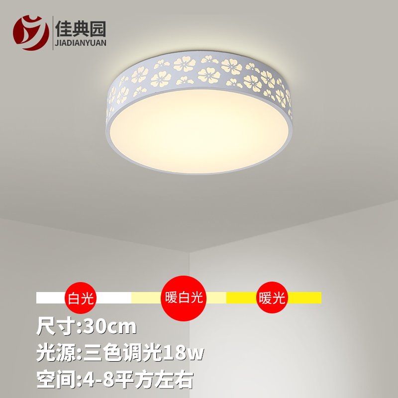 LED吸顶灯30cm圆形卧室灯温馨客厅灯现代简约餐厅走廊过道房间灯具饰