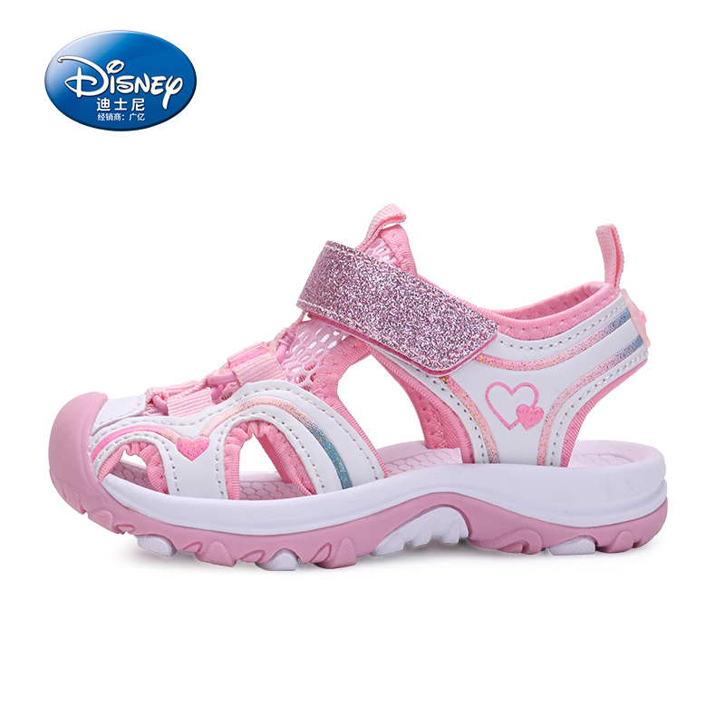 迪士尼女童凉鞋新款韩版中大童儿童公主软底女孩包头凉鞋