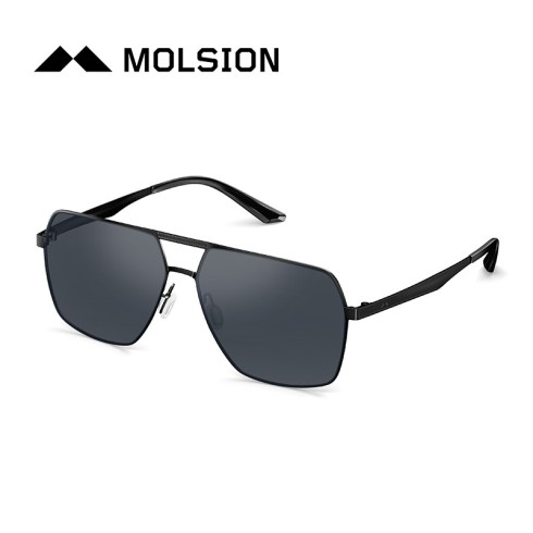 陌森(Molsion)2019新款墨镜男潮偏光太阳镜开车司机镜方框飞行员框MS8029 C10框黑色