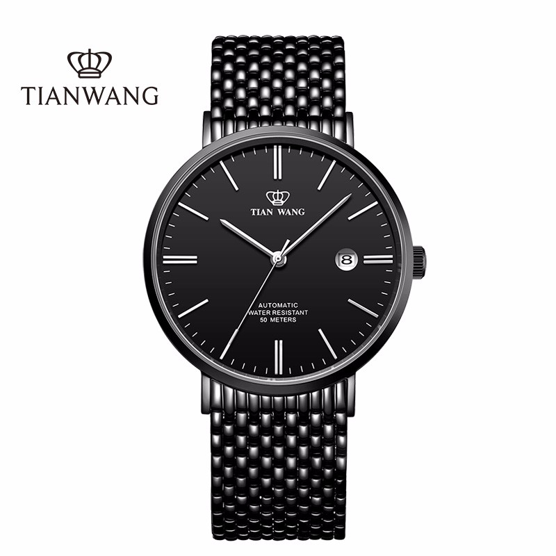 天王表（TIAN WANG）手表 自动机械男表时尚散珠带男士手表单历高端蝴蝶扣