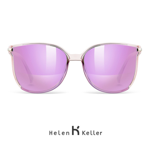 海伦凯勒新款女士开车偏光墨镜街拍粉色大框潮流太阳镜H8736
