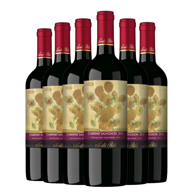 圣丽塔（Santa Rita）国家画廊典藏赤霞珠干红葡萄酒 750ml*6瓶 整箱装
