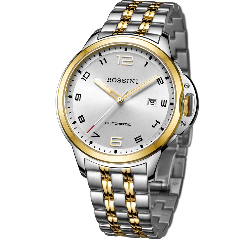 罗西尼(ROSSINI)手表勋章系列时尚腕表运动酷感日历夜光透底自动机械表男士手表