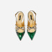杜嘉班纳/Dolce&Gabbana 珠宝蝴蝶结孔雀石印花漆皮后系带鞋