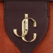 Jimmy Choo/吉米周 品牌logo装饰锈红色麂皮拼紫色植鞣皮保龄球包