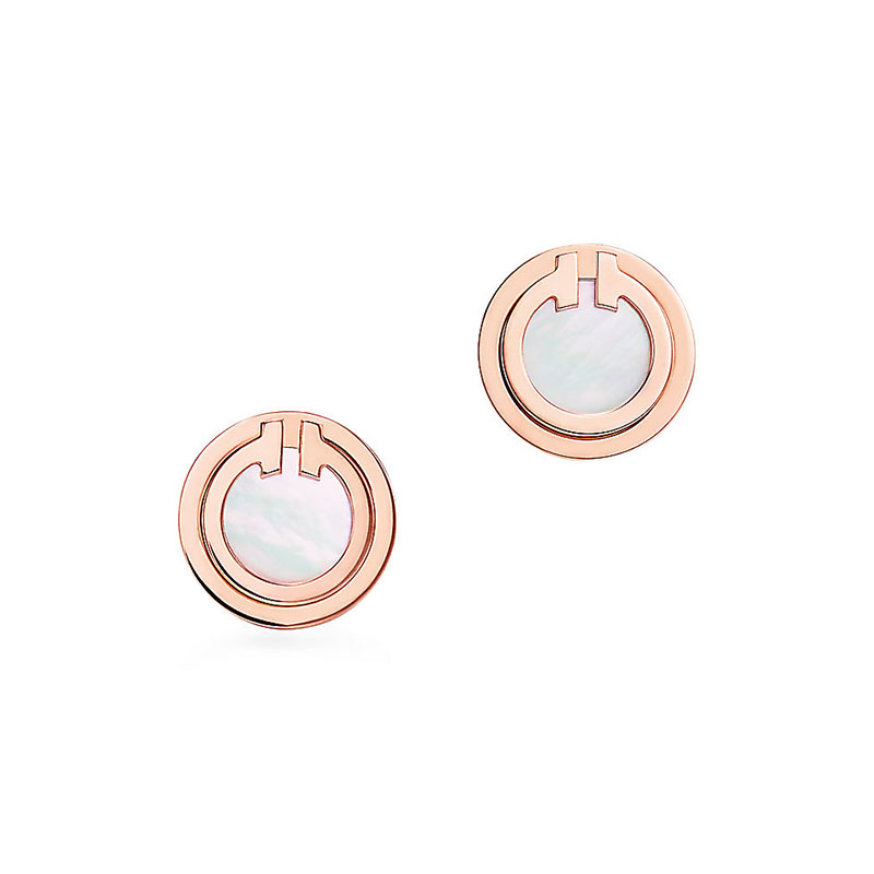 Tiffany&Co./蒂芙尼 18K玫瑰金镶嵌珍珠母贝耳环