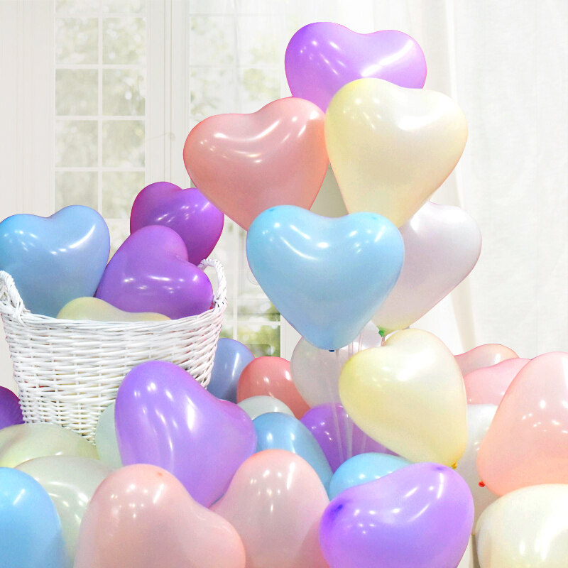 新新精艺 马卡龙心形气球100个加厚婚礼装饰 INS求婚告白婚房周岁生日布置开业会场儿童气球