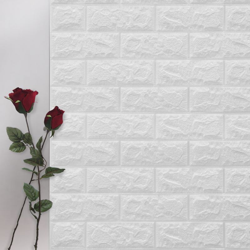 意尔嫚 防撞墙贴 70*77cm白色 加厚立体墙贴3D砖纹墙纸自粘壁纸 防水隔热创意客厅卧室