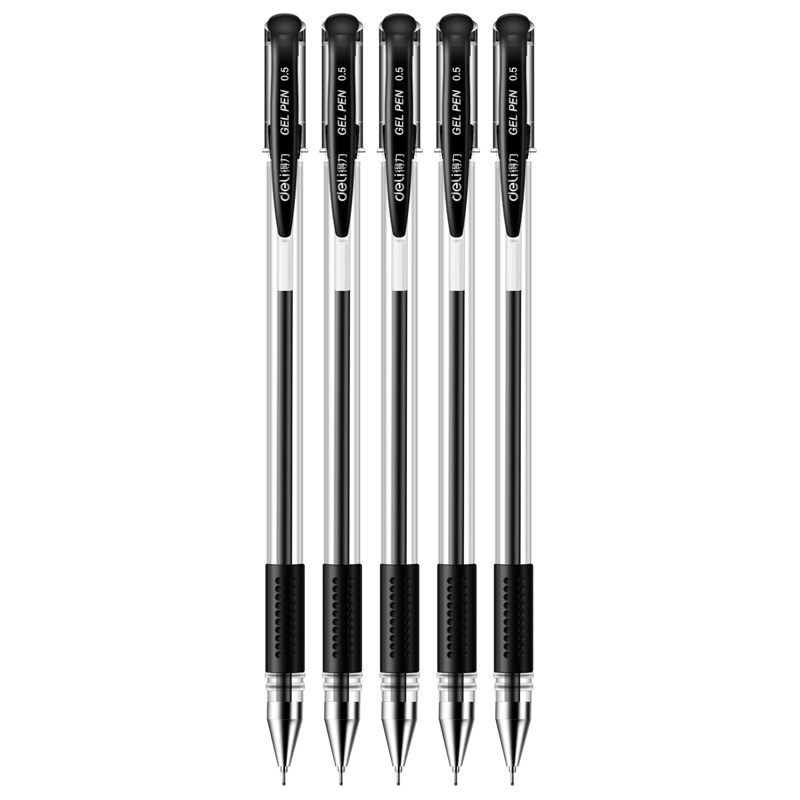 得力6605商务办公中性笔 水性笔 签字笔0.5mm中性笔5支/卡