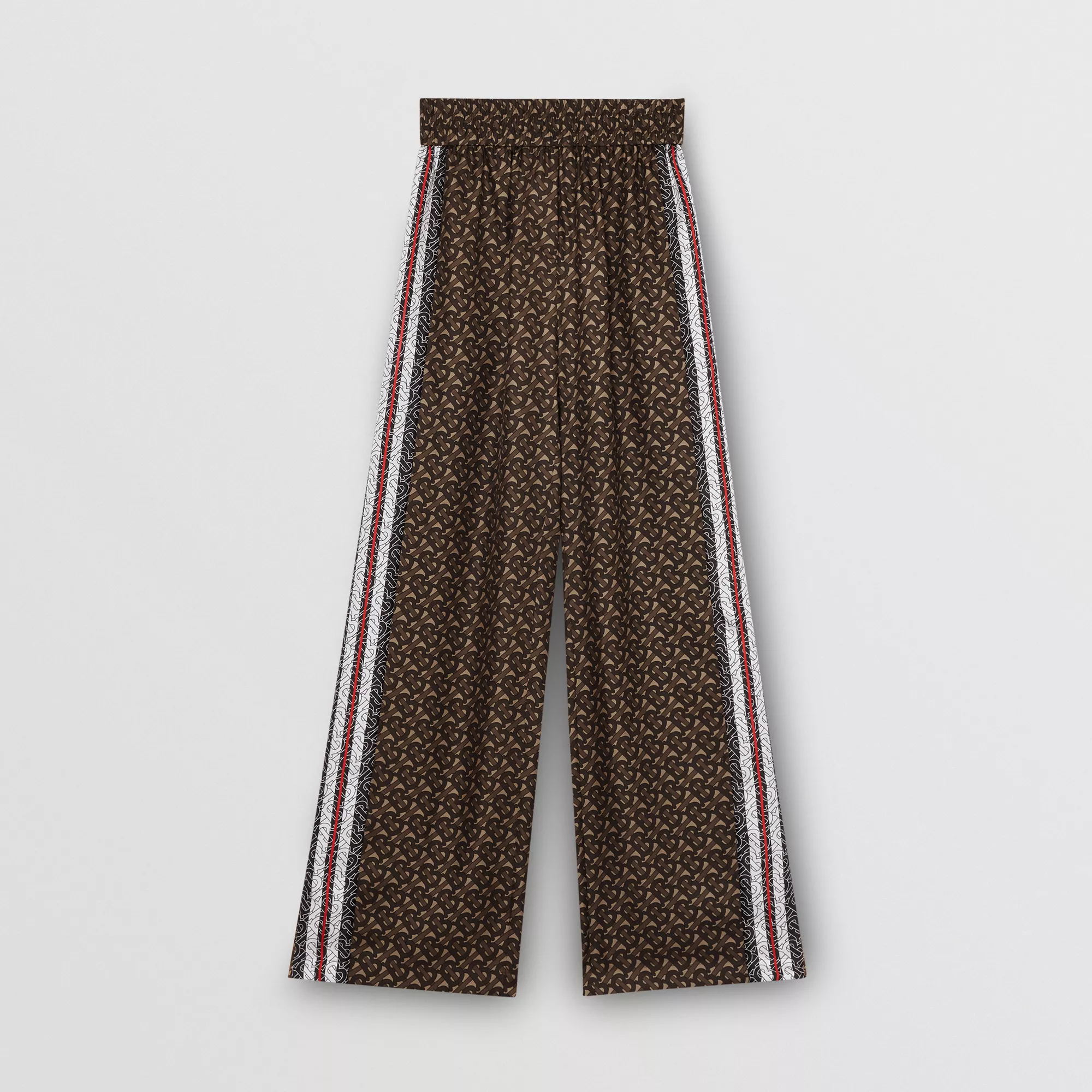博柏利/Burberry 专属标识条纹印花丝质长裤