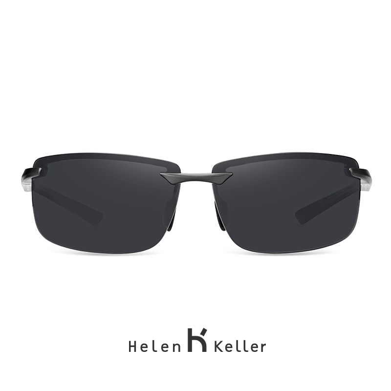 海伦凯勒男士潮户外运动太阳镜登山驾驶铝镁眼镜偏光墨镜H8873