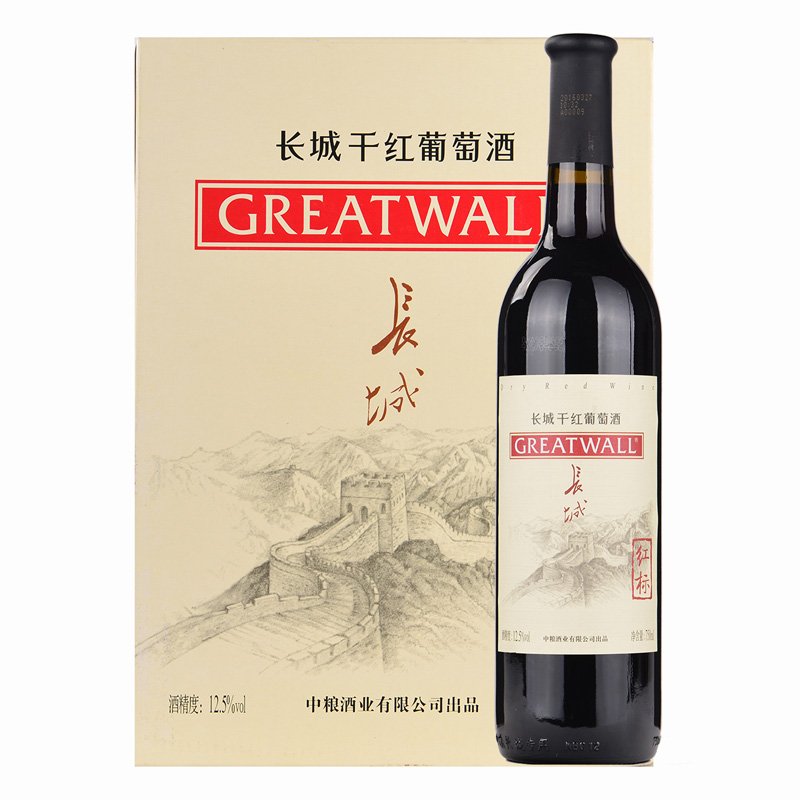 长城（GreatWall ) 红酒 红标干红葡萄酒 整箱装 750ml*6瓶 12.5%vol