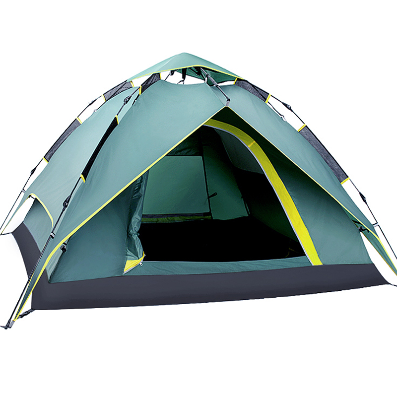 创悦全自动户外帐篷3-4人两用露营帐篷双层免搭建帐篷CY-5909墨绿色
