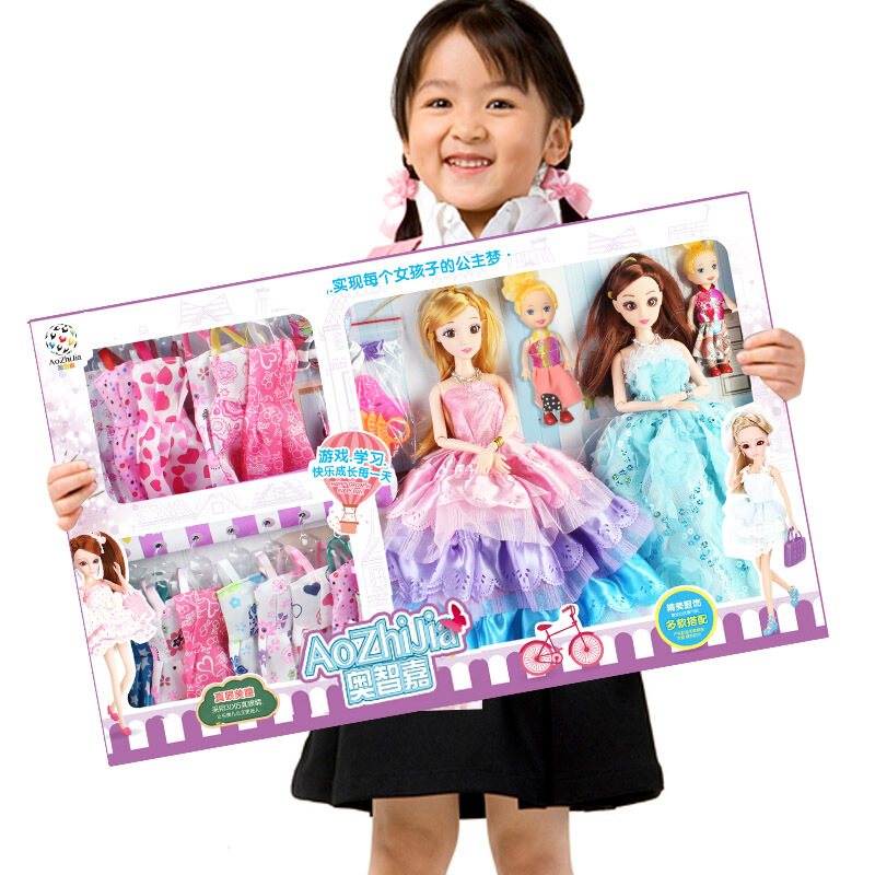奥智嘉 梦幻依甜芭比娃娃3D真眼时尚换装娃娃洋娃娃公主套装大礼盒 儿童玩具 女孩玩具礼物