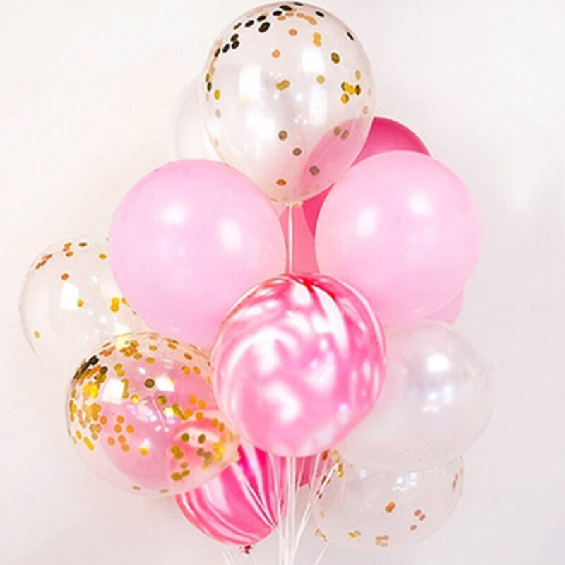 青苇 12寸气球 装饰布置会场 玛瑙球亮片气球组合 粉色浪漫20个装