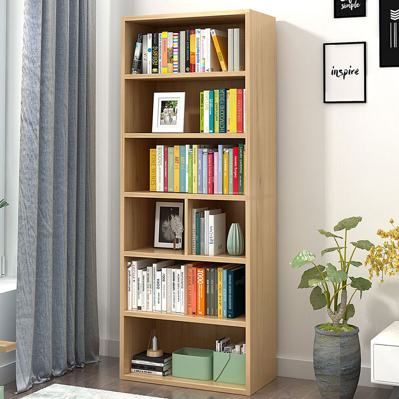 木以成居 书柜书架落地 1.58米简易简约实木色储物收纳柜子 