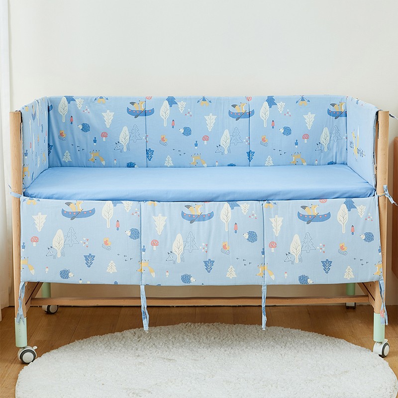 威尔贝鲁(WELLBER)婴儿床围宝宝防撞套件棉质床围栏软包梭织布
