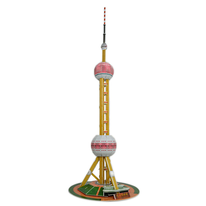 上海东方明珠塔立体拼图拼装模型3D纸模中国著名建筑儿童益智玩具