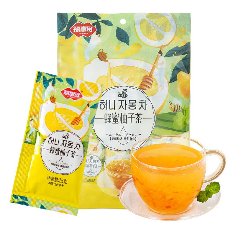 福事多 蜂蜜柚子茶小袋装冲饮柚子果茶酱泡水喝的饮料120g