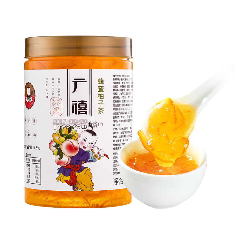 广禧蜂蜜柚子茶1kg 韩式水果茶酱百香果肉茶浆饮料果酱