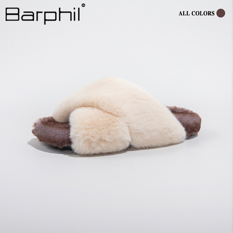 Barphil厚底拖鞋女 冬季加绒加厚保暖防滑毛毛棉拖鞋