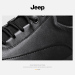 jeep吉普男鞋 冬季软底运动皮鞋男士英伦风黑色商务休闲鞋